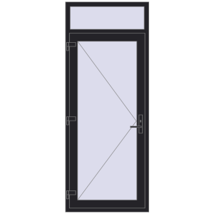 Металопластикові вхідні двері 900x2270 мм З фрамугою (комплектація: Базова). Вид ззовні Купити Вхідні двері 900x2270 мм REHAU Euro-Design 60 BLACK_ULTI-MATT з двох сторін