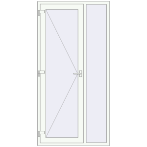 Металопластикові вхідні двері 1150x2300 мм з правою боковиною (комплектація: Базова). Вид зсередини Купити Вхідні двері 1150x2300 мм REHAU Euro-Design 60 Білий (RAL 9016) з двох сторін