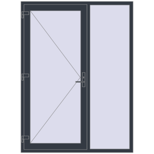 Металопластикові вхідні двері 1560x2100 мм з правою боковиною (комплектація: Базова). Вид ззовні Купити Вхідні двері 1560x2100 мм REHAU Euro-Design 60 ANTHRACITE_GREY_STRUKTURAL ззовні