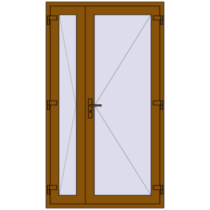 Металопластикові вхідні двері 1200x2100 мм Двостулкові (комплектація: Преміум). Вид ззовні Купити Вхідні двері 1200x2100 мм REHAU Brillant-Design GOLDEN OAK ззовні