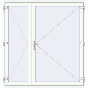 Металопластикові вхідні двері 2000x2100 мм Двостулкові (комплектація: Оптимальна). Вид зсередини Купити Вхідні двері 2000x2100 мм REHAU Euro-Design 60