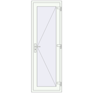 Металопластикові вхідні двері 700x2100 мм Одностулкові (комплектація: Преміум). Вид ззовні Купити Вхідні двері 700x2100 мм REHAU SYNEGO Білий (RAL 9016) з двох сторін