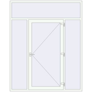 Металопластикові вхідні двері 2000x2500 мм З двома боковинами та фрамугою (комплектація: За замовчуванням). Вид зсередини Купити Вхідні двері 2000x2500 мм REHAU Euro-Design 60 Білий (RAL 9016) з двох сторін