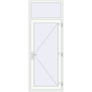 Металопластикові вхідні двері 900x2400 мм З фрамугою (комплектація: Базова). Вид зсередини Купити Вхідні двері 900x2400 мм REHAU Euro-Design 60 Білий (RAL 9016) з двох сторін