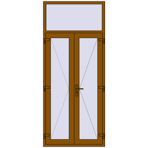 Металопластикові вхідні двері 1100x2600 мм З фрамугою (комплектація: Базова). Вид зсередини Купити Вхідні двері 1100x2600 мм REHAU Euro-Design 60 GOLDEN OAK з двох сторін