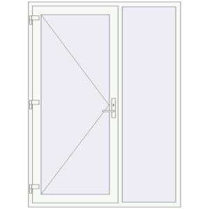 Металопластикові вхідні двері 1560x2100 мм З правою боковиною (комплектація: Базова). Вид ззовні Купити Вхідні двері 1560x2100 мм REHAU Euro-Design 60 Білий (RAL 9016) з двох сторін