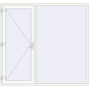 Металопластикові вхідні двері 2300x2150 мм З правою боковиною (комплектація: Базова). Вид ззовні Купити Вхідні двері 2300x2150 мм REHAU SYNEGO Білий (RAL 9016) з двох сторін