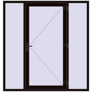 Металопластикові вхідні двері 2000x2100 мм З двома боковинами (комплектація: Базова). Вид ззовні Купити Вхідні двері 2000x2100 мм REHAU Euro-Design 60 BLACK_BROWN з двох сторін