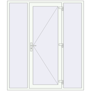 Металопластикові вхідні двері 1800x2100 мм З двома боковинами (комплектація: За замовчуванням). Вид зсередини Купити Вхідні двері 1800x2100 мм REHAU SYNEGO Білий (RAL 9016) з двох сторін