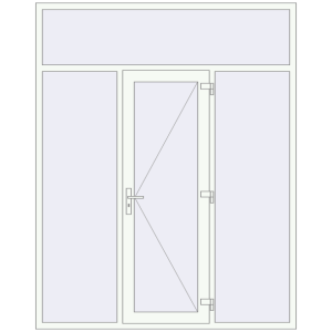 Металопластикові вхідні двері 2000x2500 мм З двома боковинами та фрамугою (комплектація: За замовчуванням). Вид зсередини Купити Вхідні двері 2000x2500 мм REHAU Euro-Design 60 Білий (RAL 9016) з двох сторін