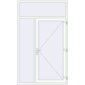Металопластикові вхідні двері 1500x2500 мм з лівою боковиною та фрамугою (комплектація: За замовчуванням). Вид зсередини Купити Вхідні двері 1500x2500 мм REHAU SYNEGO Білий (RAL 9016) з двох сторін