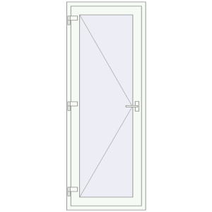 Металопластикові вхідні двері 800x2100 мм Одностулкові (комплектація: За замовчуванням). Вид зсередини Купити Вхідні двері 800x2100 мм REHAU Euro-Design 60 Білий (RAL 9016) з двох сторін