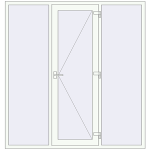 Металопластикові вхідні двері 2000x2100 мм з двома боковинами (комплектація: За замовчуванням). Вид зсередини Купити Вхідні двері 2000x2100 мм REHAU Euro-Design 60 Білий (RAL 9016) з двох сторін