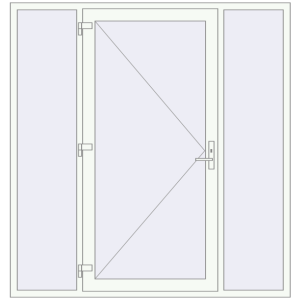 Металопластикові вхідні двері 2000x2100 мм з двома боковинами (комплектація: Базова). Вид зсередини Купити Вхідні двері 2000x2100 мм REHAU Euro-Design 60