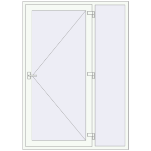 Металопластикові вхідні двері 1500x2100 мм з правою боковиною (комплектація: Базова). Вид зсередини Купити Вхідні двері 1500x2100 мм REHAU Euro-Design 60 Білий (RAL 9016) з двох сторін