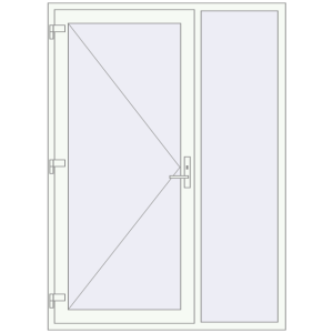 Металопластикові вхідні двері 1530x2100 мм з правою боковиною (комплектація: Базова). Вид ззовні Купити Вхідні двері 1530x2100 мм REHAU Euro-Design 60