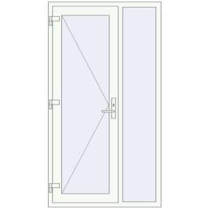 Металопластикові вхідні двері 1100x2000 мм з правою боковиною (комплектація: Базова). Вид зсередини Купити Вхідні двері 1100x2000 мм REHAU Euro-Design 60 Білий (RAL 9016) з двох сторін