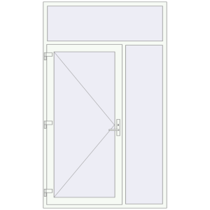 Металопластикові вхідні двері 1500x2500 мм З правою боковиною та фрамугою (комплектація: За замовчуванням). Вид зсередини Купити Вхідні двері 1500x2500 мм REHAU Euro-Design 60 Білий (RAL 9016) з двох сторін