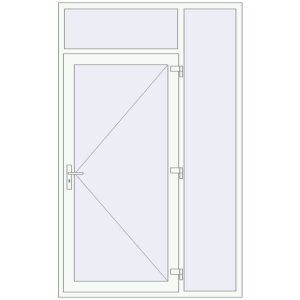 Металопластикові вхідні двері 1500x2400 мм З правою боковиною та фрамугою (комплектація: Преміум). Вид зсередини Купити Вхідні двері 1500x2400 мм REHAU SYNEGO Білий (RAL 9016) з двох сторін