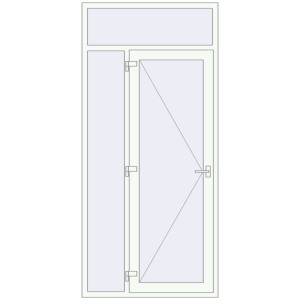 Металопластикові вхідні двері 1200x2600 мм з лівою боковиною та фрамугою (комплектація: За замовчуванням). Вид зсередини Купити Вхідні двері 1200x2600 мм REHAU Euro-Design 60 Білий (RAL 9016) з двох сторін