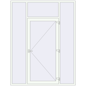 Металопластикові вхідні двері 2000x2600 мм З двома боковинами та фрамугою (комплектація: За замовчуванням). Вид зсередини Купити Вхідні двері 2000x2600 мм REHAU Brillant-Design