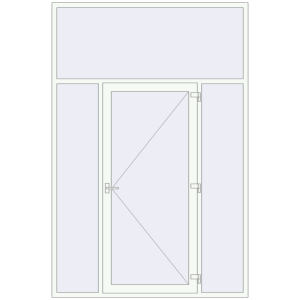 Металопластикові вхідні двері 2000x3000 мм З двома боковинами та фрамугою (комплектація: За замовчуванням). Вид зсередини Купити Вхідні двері 2000x3000 мм REHAU Euro-Design 60 Білий (RAL 9016) з двох сторін