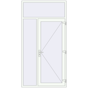 Металопластикові вхідні двері 1350x2600 мм з лівою боковиною та фрамугою (комплектація: За замовчуванням). Вид зсередини Купити Вхідні двері 1350x2600 мм REHAU Euro-Design 60 Білий (RAL 9016) з двох сторін