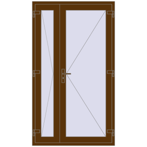 Металопластикові вхідні двері 1200x2100 мм Двостулкові (комплектація: Оптимальна). Вид ззовні Купити Вхідні двері 1200x2100 мм REHAU Brillant-Design WALNUT з двох сторін