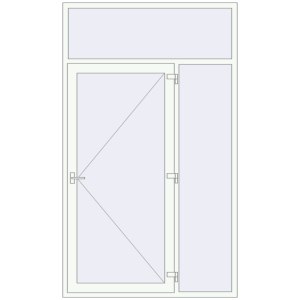Металопластикові вхідні двері 1600x2700 мм з правою боковиною та фрамугою (комплектація: За замовчуванням). Вид зсередини Купити Вхідні двері 1600x2700 мм REHAU Euro-Design 60 Білий (RAL 9016) з двох сторін