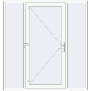 Металопластикові вхідні двері 1888x2008 мм З двома боковинами (комплектація: За замовчуванням). Вид зсередини Купити Вхідні двері 1888x2008 мм REHAU Brillant-Design Білий (RAL 9016) з двох сторін