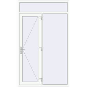 Металопластикові вхідні двері 1500x2500 мм з правою боковиною та фрамугою (комплектація: За замовчуванням). Вид зсередини Купити Вхідні двері 1500x2500 мм REHAU Euro-Design 60 Білий (RAL 9016) з двох сторін