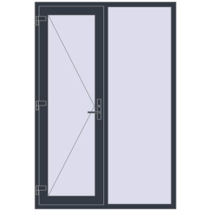 Металопластикові вхідні двері 1400x2050 мм З правою боковиною (комплектація: Базова). Вид ззовні Купити Вхідні двері 1400x2050 мм REHAU Euro-Design 60 ANTHRACITE_GREY_STRUKTURAL ззовні
