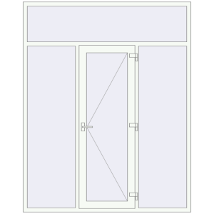 Металопластикові вхідні двері 2000x2500 мм з двома боковинами та фрамугою (комплектація: За замовчуванням). Вид зсередини Купити Вхідні двері 2000x2500 мм REHAU Euro-Design 60 Білий (RAL 9016) з двох сторін