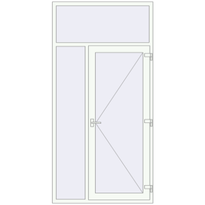 Металопластикові вхідні двері 1300x2600 мм з лівою боковиною та фрамугою (комплектація: За замовчуванням). Вид зсередини Купити Вхідні двері 1300x2600 мм REHAU Euro-Design 60 Білий (RAL 9016) з двох сторін