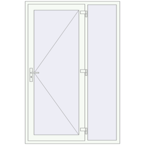 Металопластикові вхідні двері 1400x2100 мм з правою боковиною (комплектація: Оптимальна). Вид зсередини Купити Вхідні двері 1400x2100 мм REHAU SYNEGO Білий (RAL 9016) з двох сторін