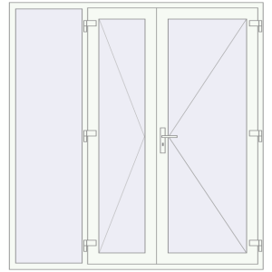 Металопластикові вхідні двері 2000x2100 мм з лівою боковиною (комплектація: Базова). Вид зсередини Купити Вхідні двері 2000x2100 мм REHAU Euro-Design 60 Білий (RAL 9016) з двох сторін