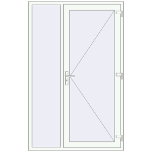 Металопластикові вхідні двері 1400x2200 мм З лівою боковиною (комплектація: За замовчуванням). Вид зсередини Купити Вхідні двері 1400x2200 мм REHAU Euro-Design 60 Білий (RAL 9016) з двох сторін