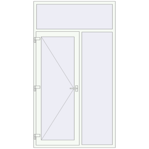 Металопластикові вхідні двері 1400x2500 мм З правою боковиною та фрамугою (комплектація: За замовчуванням). Вид зсередини Купити Вхідні двері 1400x2500 мм REHAU Euro-Design 60 Білий (RAL 9016) з двох сторін