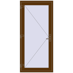 Металопластикові вхідні двері 950x2050 мм Одностулкові (комплектація: Базова). Вид ззовні Купити Вхідні двері 950x2050 мм REHAU Euro-Design 60 WALNUT з двох сторін