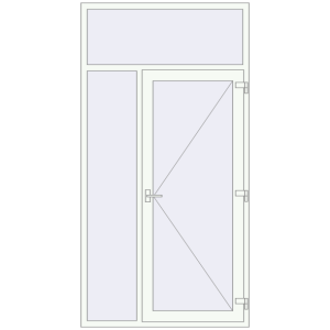 Металопластикові вхідні двері 1350x2600 мм З лівою боковиною та фрамугою (комплектація: За замовчуванням). Вид зсередини Купити Вхідні двері 1350x2600 мм REHAU Euro-Design 60 Білий (RAL 9016) з двох сторін