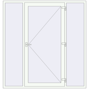 Металопластикові вхідні двері 2000x2100 мм з двома боковинами (комплектація: За замовчуванням). Вид зсередини Купити Вхідні двері 2000x2100 мм REHAU Euro-Design 60 Білий (RAL 9016) з двох сторін