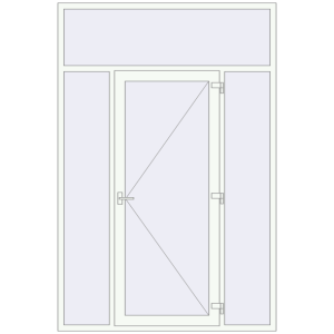 Металопластикові вхідні двері 1820x2730 мм З двома боковинами та фрамугою (комплектація: За замовчуванням). Вид зсередини Купити Вхідні двері 1820x2730 мм REHAU Euro-Design 60 Білий (RAL 9016) з двох сторін
