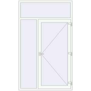 Металопластикові вхідні двері 1500x2500 мм з лівою боковиною та фрамугою (комплектація: За замовчуванням). Вид зсередини Купити Вхідні двері 1500x2500 мм REHAU SYNEGO Білий (RAL 9016) з двох сторін