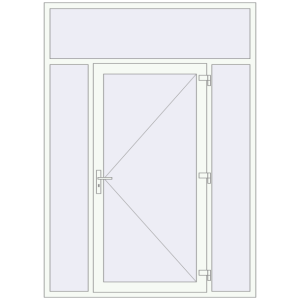Металопластикові вхідні двері 1800x2500 мм З двома боковинами та фрамугою (комплектація: Оптимальна). Вид зсередини Купити Вхідні двері 1800x2500 мм REHAU Brillant-Design Білий (RAL 9016) з двох сторін