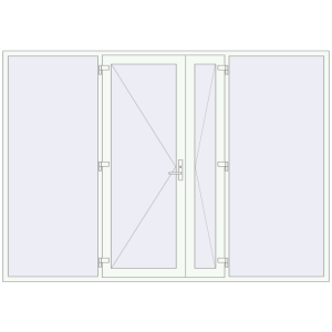 Металопластикові вхідні двері 3180x2250 мм з двома боковинами (комплектація: Преміум). Вид зсередини Купити Вхідні двері 3180x2250 мм REHAU Euro-Design 60 Білий (RAL 9016) з двох сторін