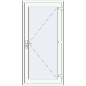 Металопластикові вхідні двері 900x1900 мм Одностулкові (комплектація: Базова). Вид ззовні Купити Вхідні двері 900x1900 мм REHAU Euro-Design 60 Білий (RAL 9016) з двох сторін