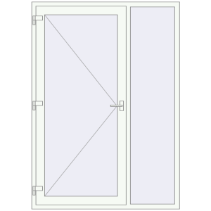 Металопластикові вхідні двері 1500x2100 мм з правою боковиною (комплектація: За замовчуванням). Вид зсередини Купити Вхідні двері 1500x2100 мм REHAU Euro-Design 60 Білий (RAL 9016) з двох сторін