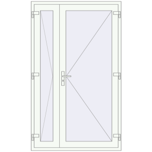 Металопластикові вхідні двері 1270x2100 мм Двостулкові (комплектація: Преміум). Вид ззовні Купити Вхідні двері 1270x2100 мм REHAU Brillant-Design Білий (RAL 9016) з двох сторін