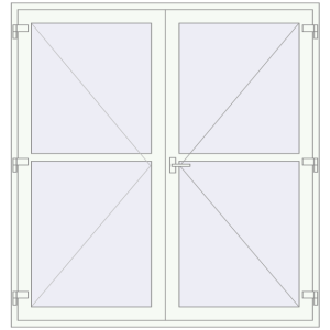 Металопластикові двері 2000x2100 мм Штульпові полуторні з імпостом (комплектація: За замовчуванням). Вид зсередини Купити Внутрішні двері 2000x2100 мм REHAU Т94/60 Білий (RAL 9016) з двох сторін