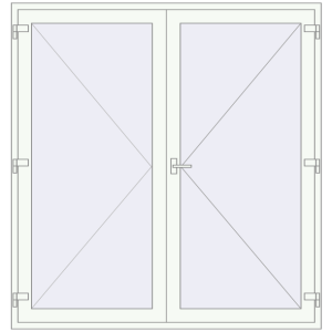 Металопластикові двері 2000x2100 мм Штульпові полуторні (комплектація: За замовчуванням). Вид зсередини Купити Внутрішні двері 2000x2100 мм REHAU Т94/60 Білий (RAL 9016) з двох сторін